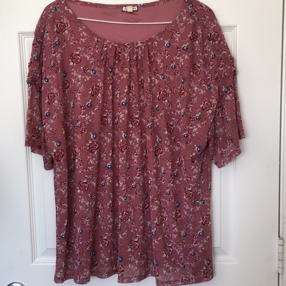 Shadow blush color blouse with floral pattern